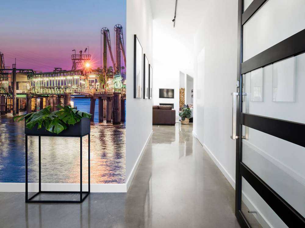 Haven van Antwerpen bij zonsondergang