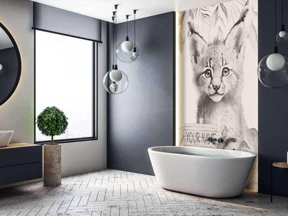 Baby lynx in the jungle beige