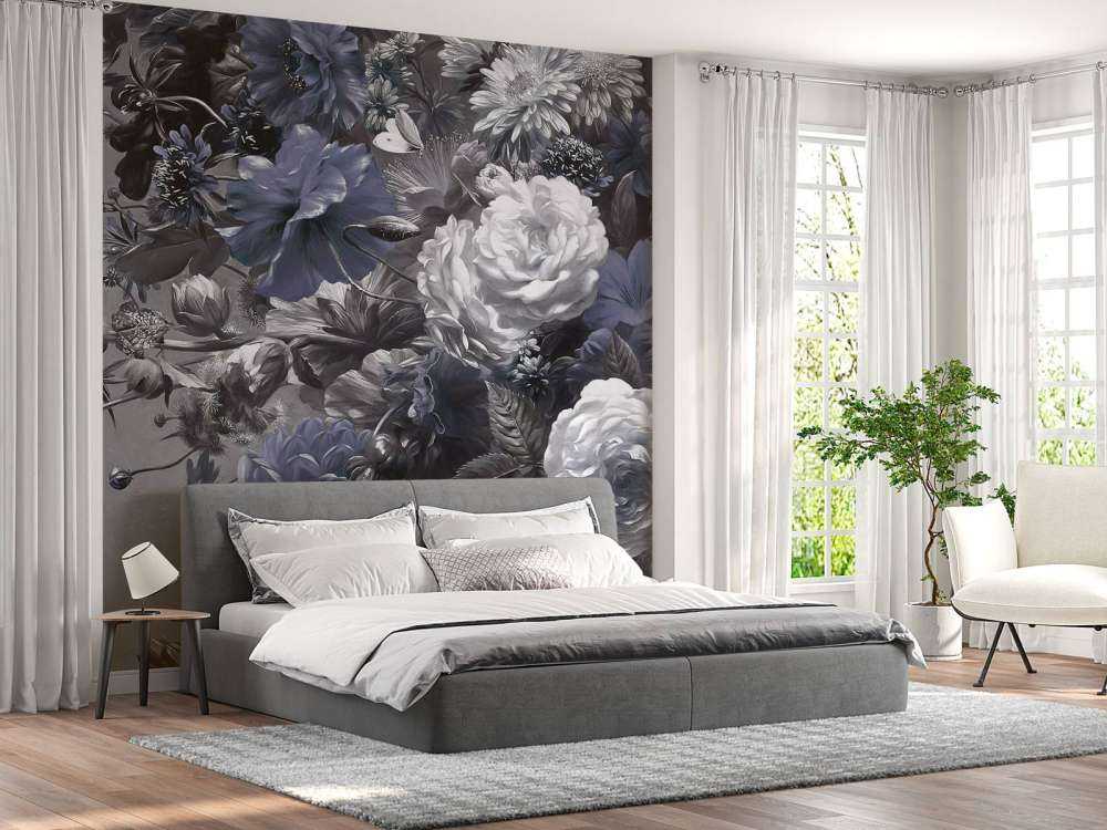 Big bouquet with blue poppies