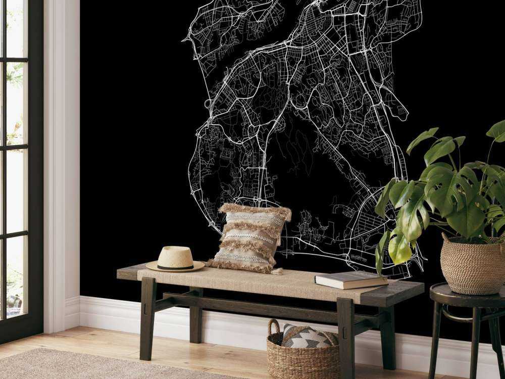 Plattegrond van Gotenburg, zwart