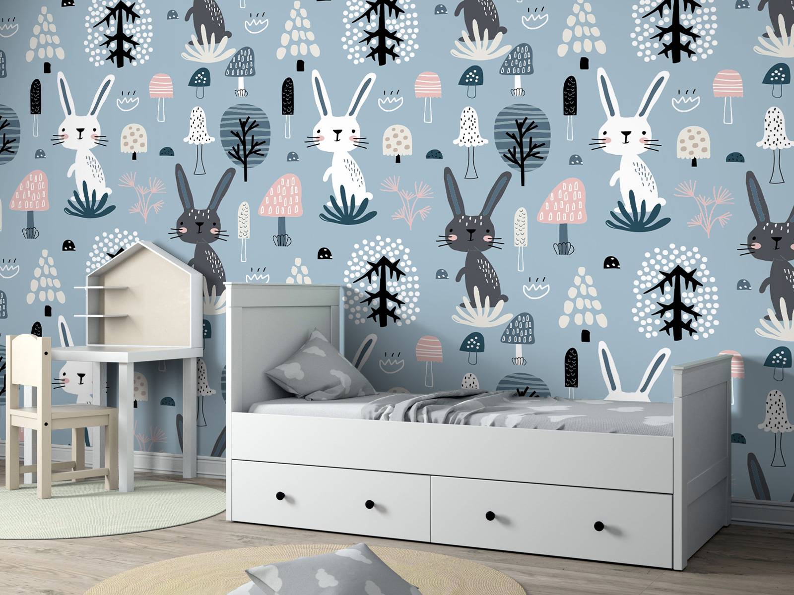 Blue rabbit pattern