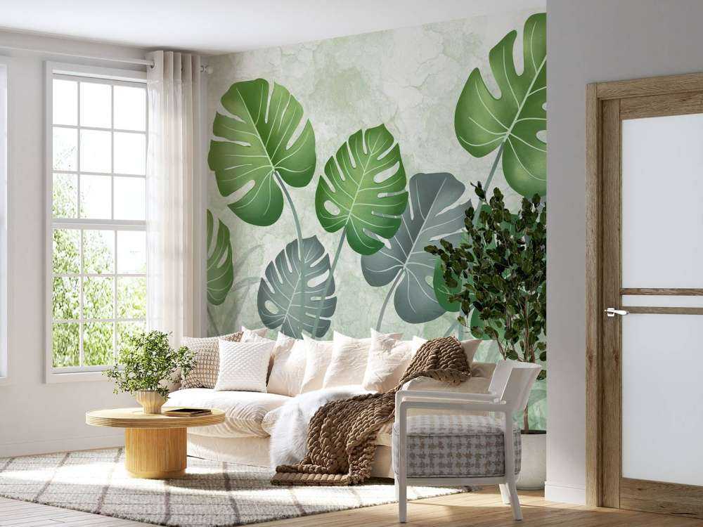 Leaves on marble