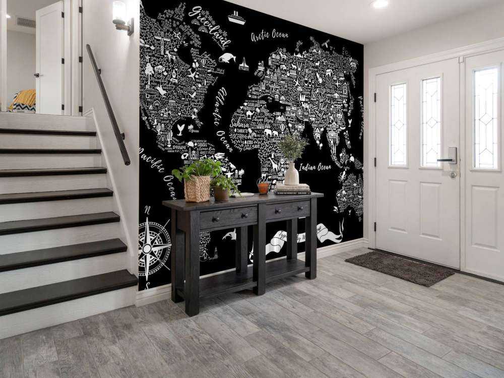 Zwart-wit wereldkaart