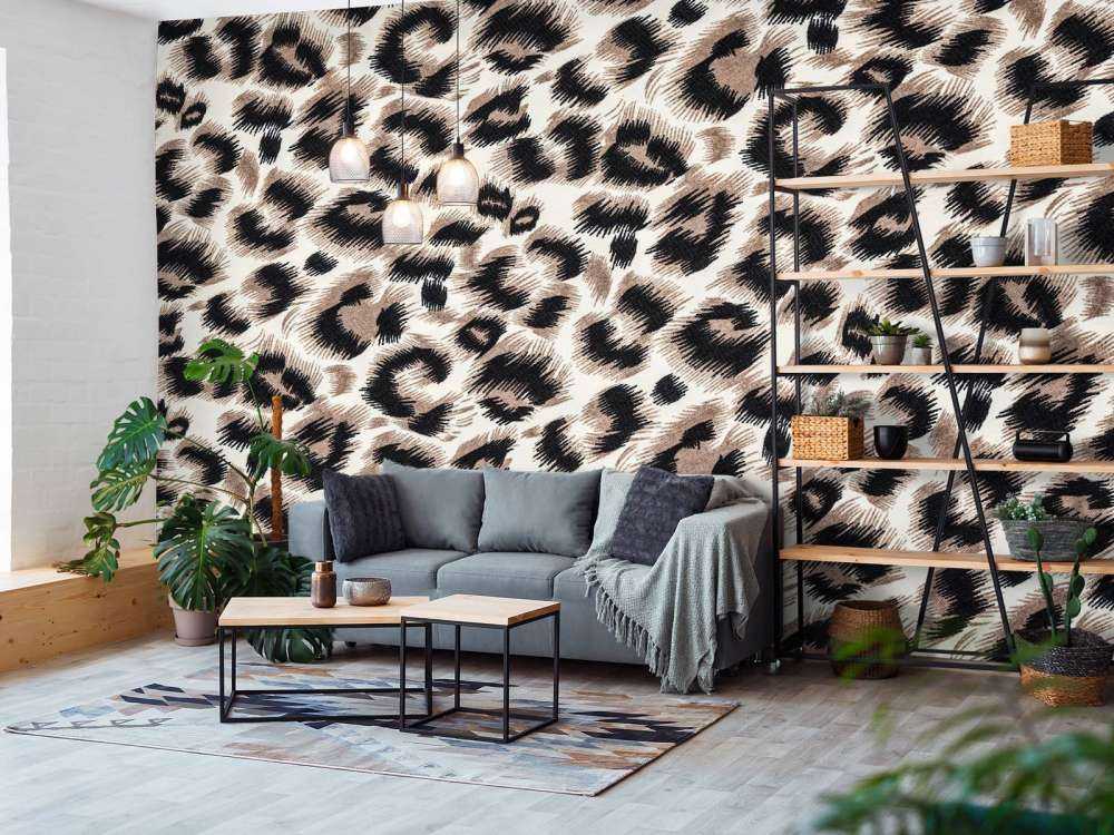 Beige coloured panther coat