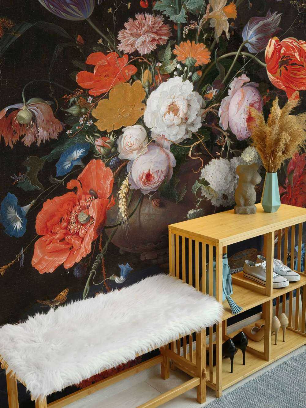 Still life with flowers and a watch