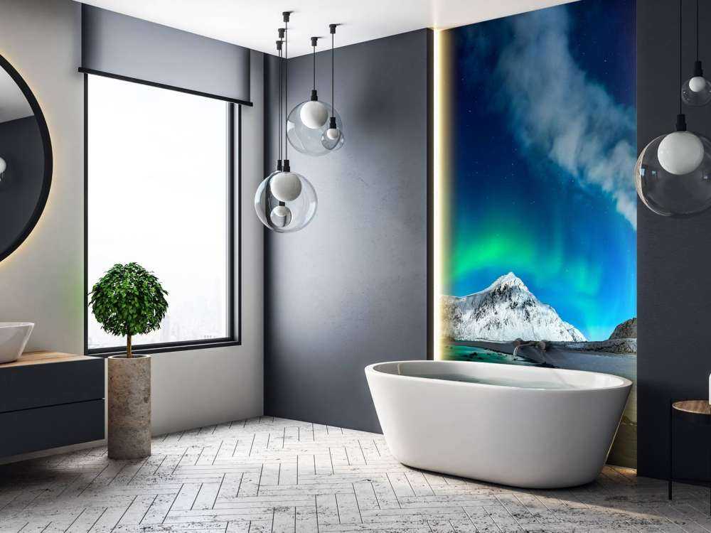 Northern lights above mountains