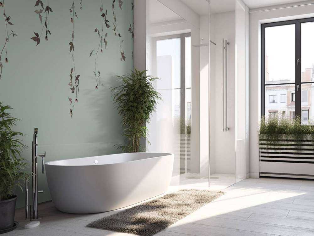 Clematis sprigs on grey green