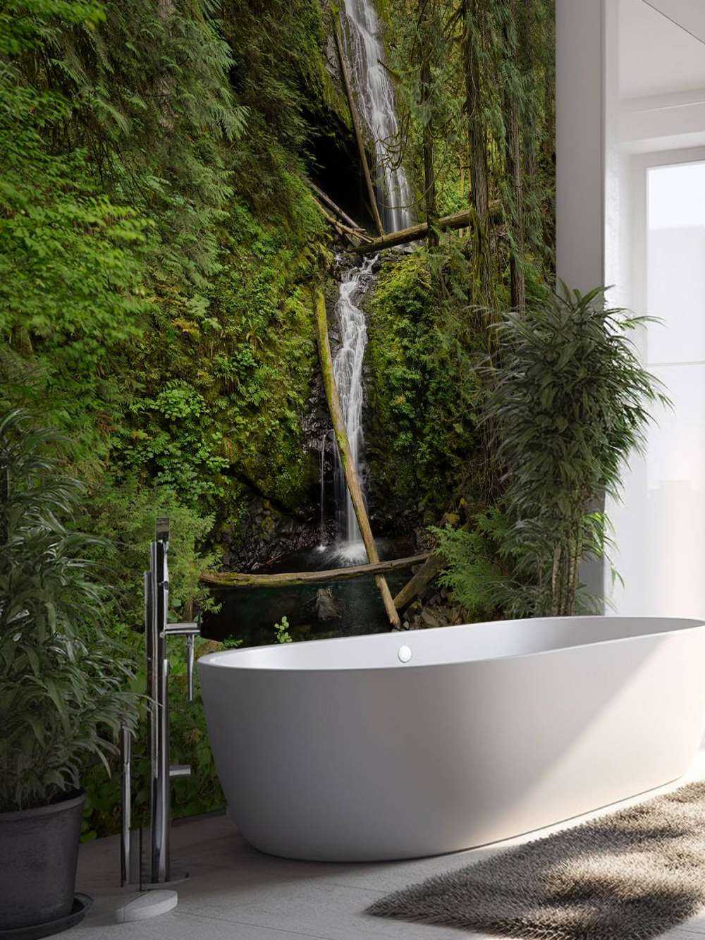 Waterfall with fallen trees