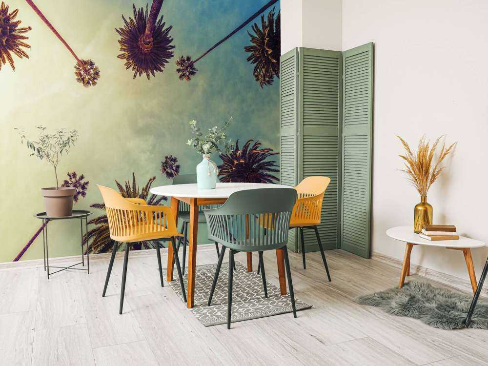 Bottom view of palm trees