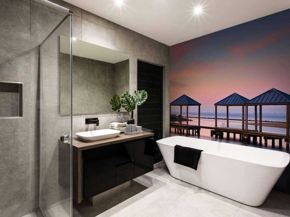 Swimming jetty at sunrise