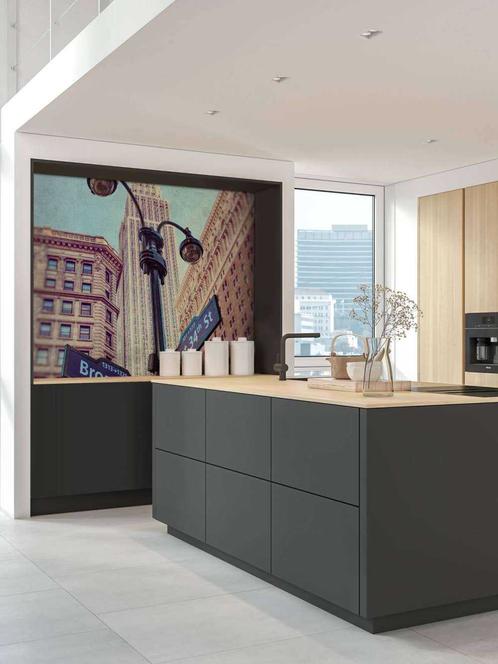 Street lamp and street signs with Empire State building in background - New York