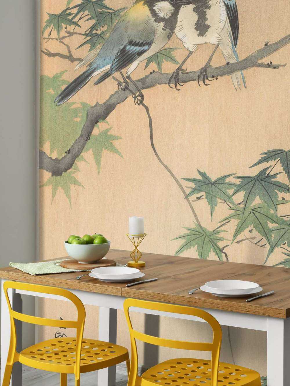 Great tits on maple branch