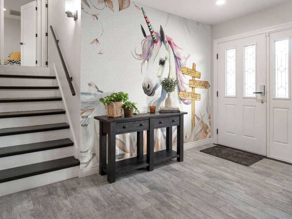 Baby unicorn with plants taupe