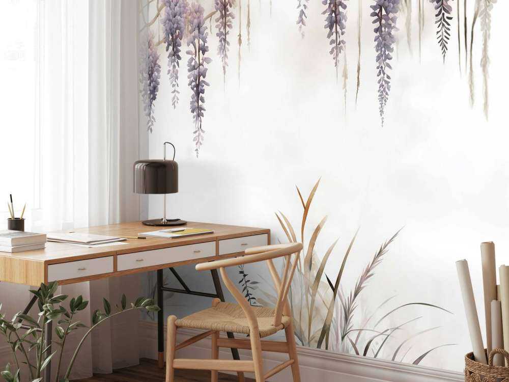 Wisteria and Field Grasses Beige