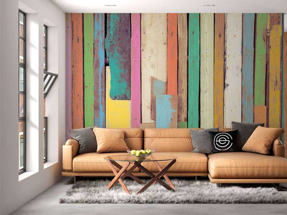 Coloured demolition wood