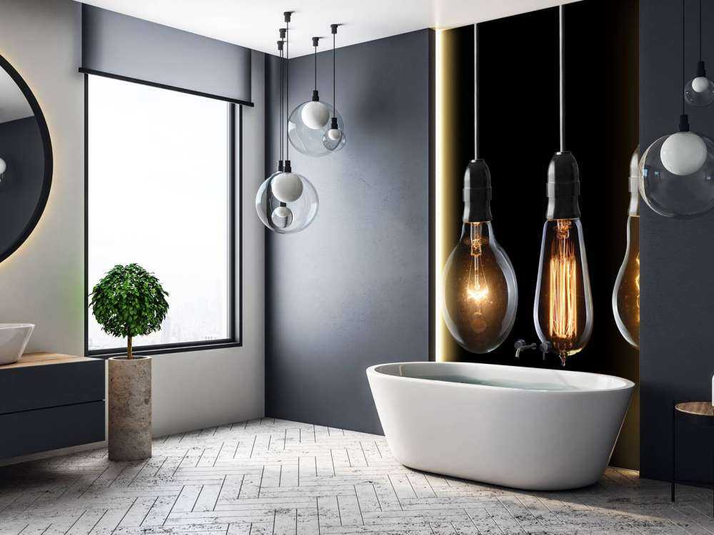 Lamps on a black background