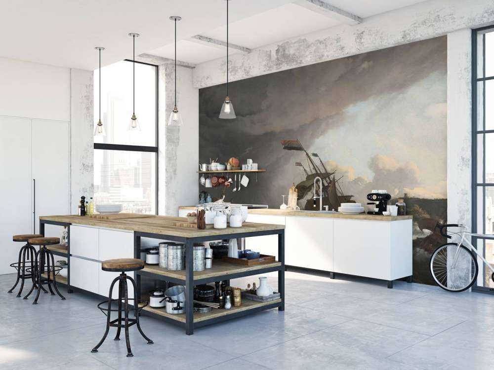 Warships during a storm