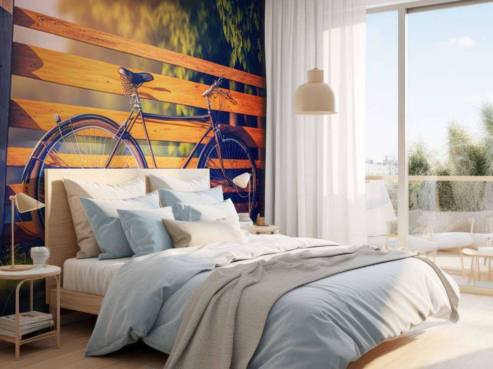 Bicycle at a wooden fence