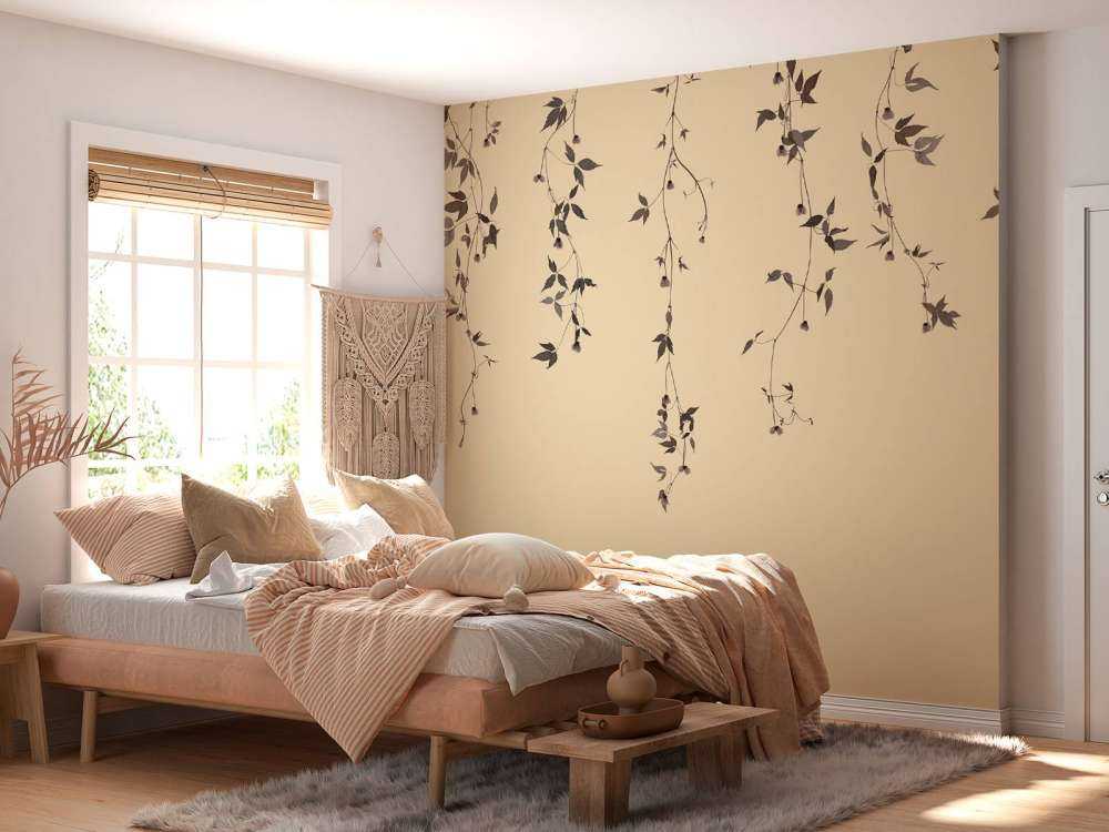 Clematis twigs on beige