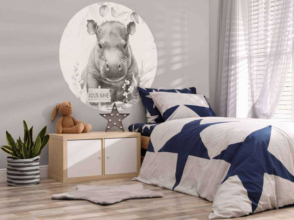 Baby hippo in the jungle beige