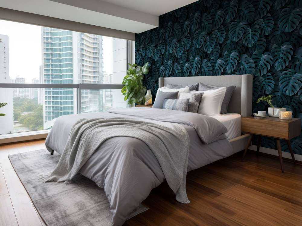 Tropical green Monstera leaves