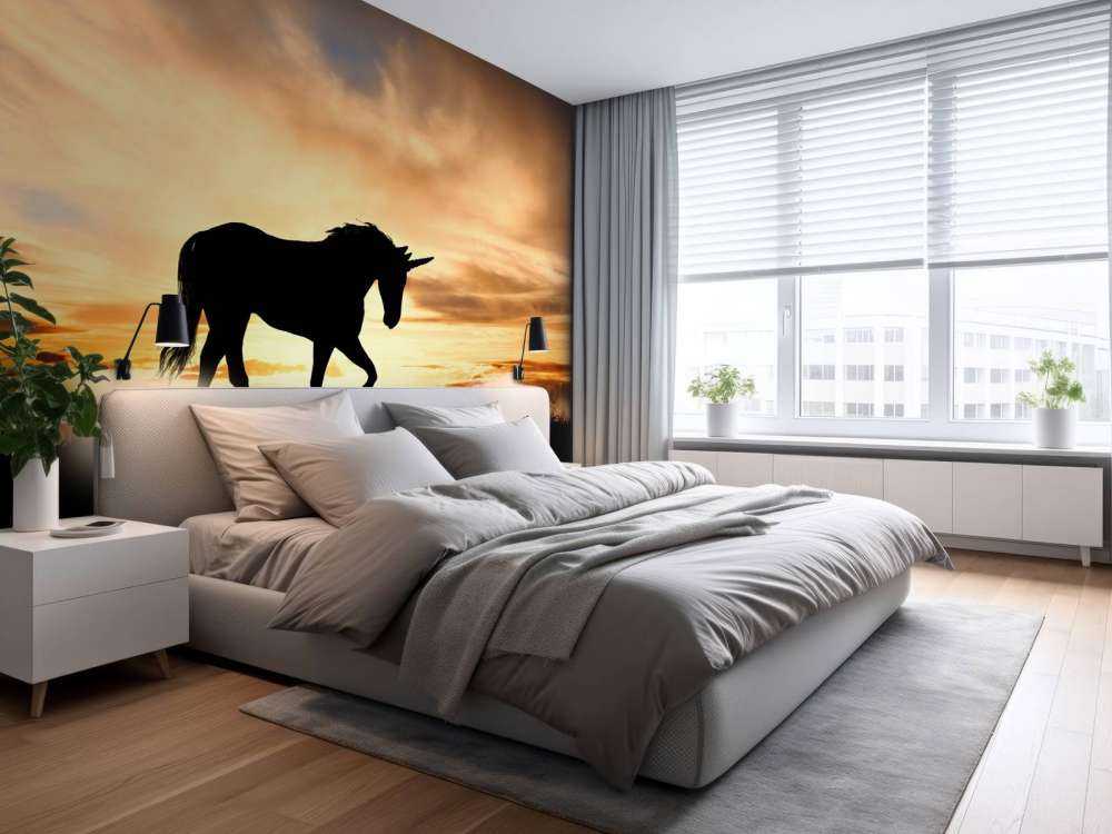 Unicorn silhouette at sunset