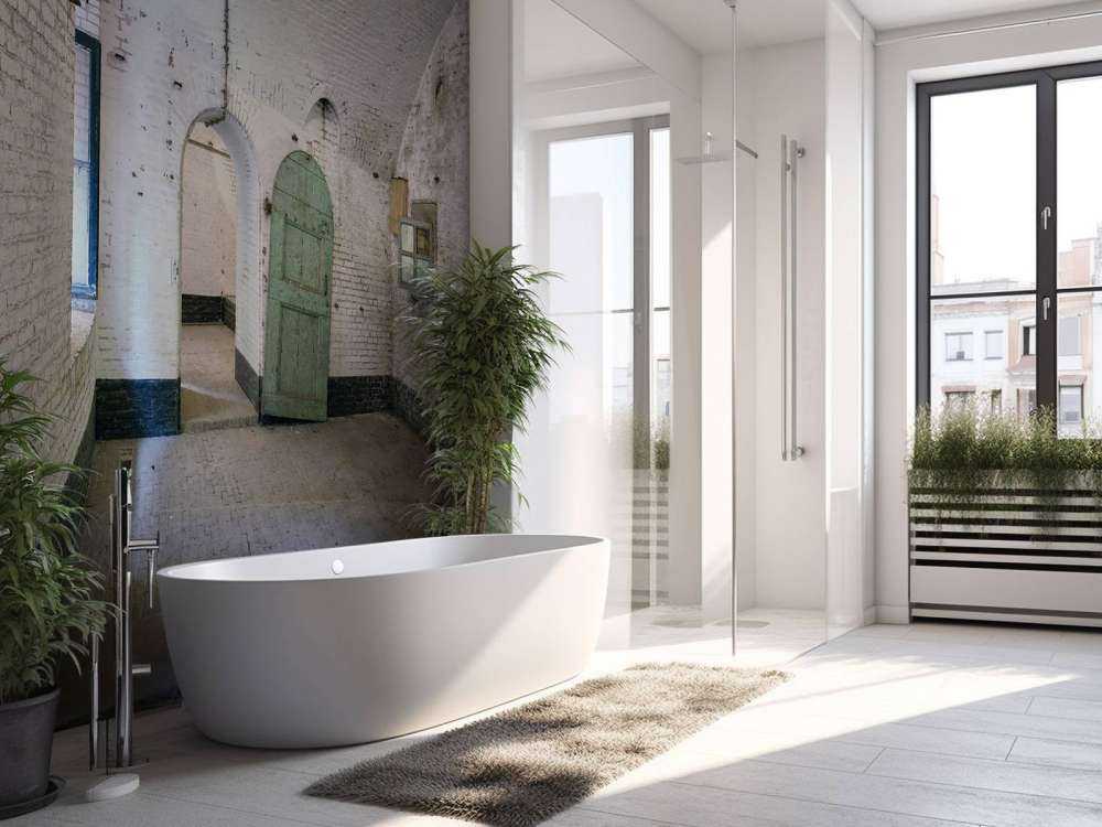 Green door in old building