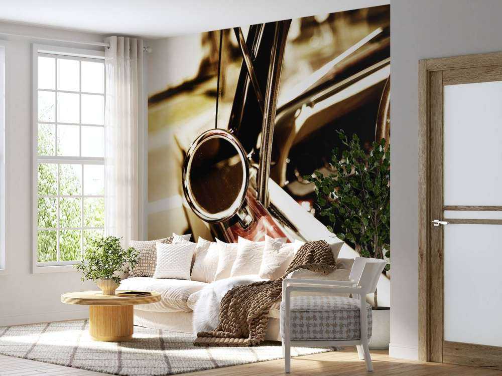 Closeup red classic car