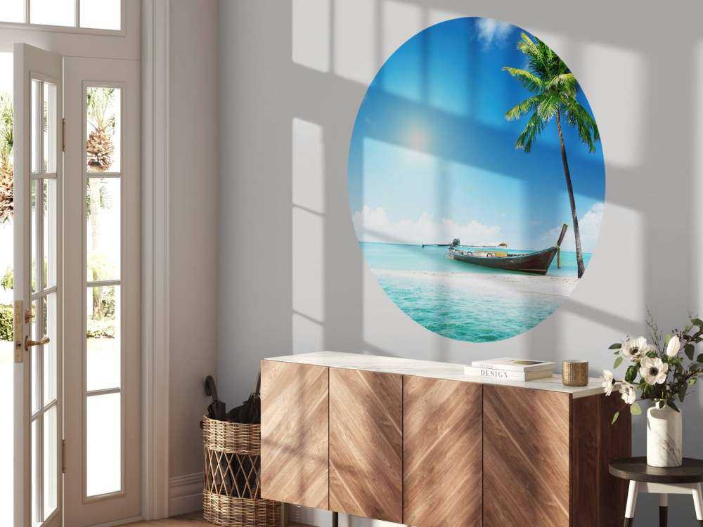 Uninhabited island and a boat