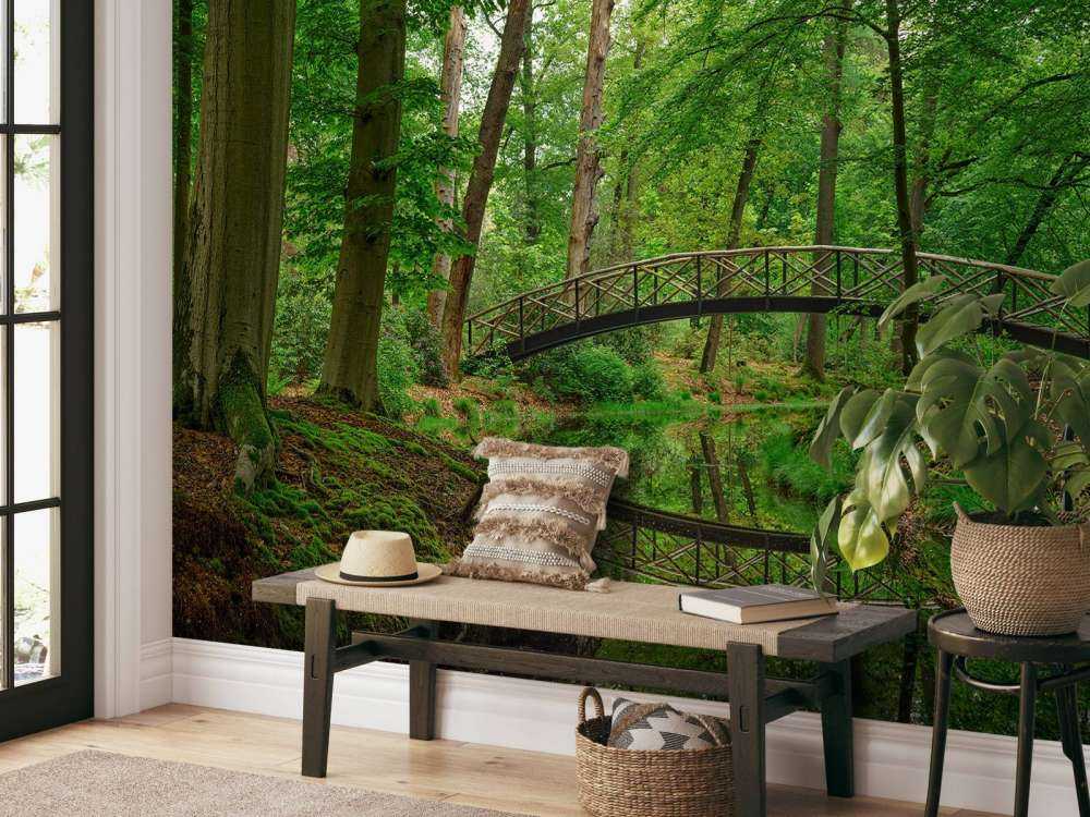 Arch bridge in the woods