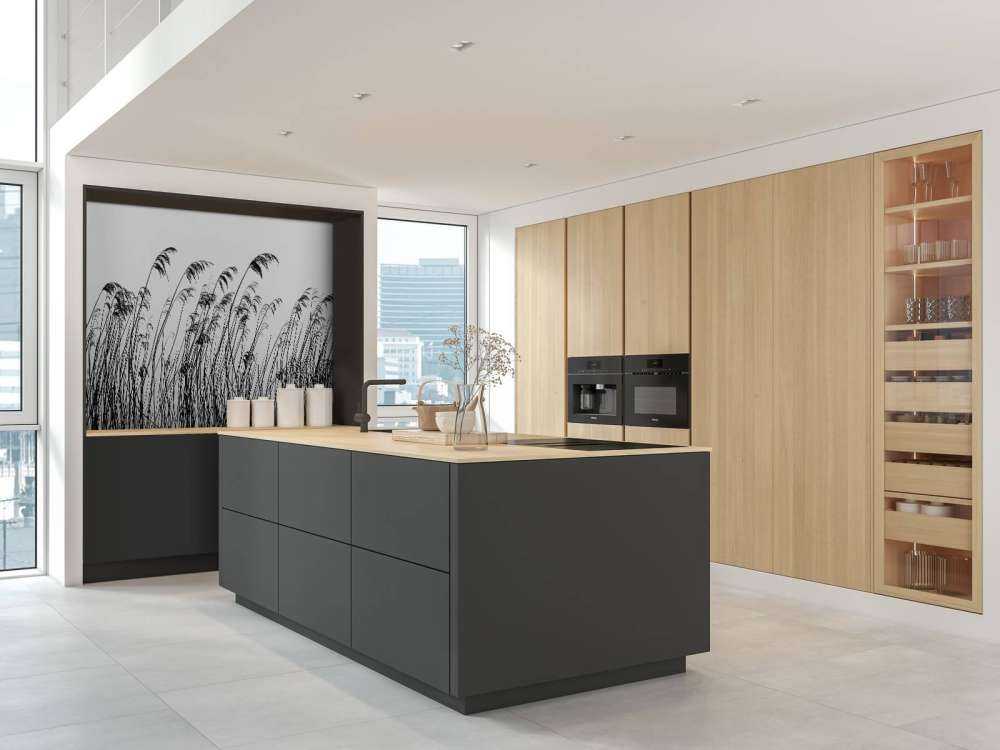 Reed along the waterfront in black and white