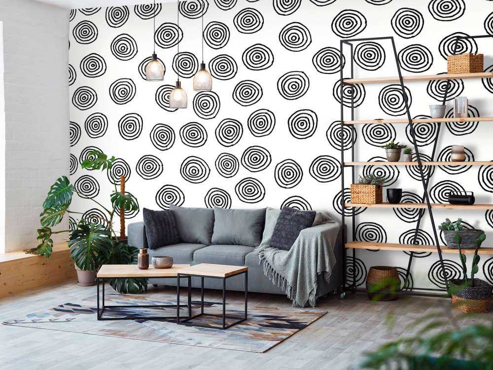 Abstract circles in black and white