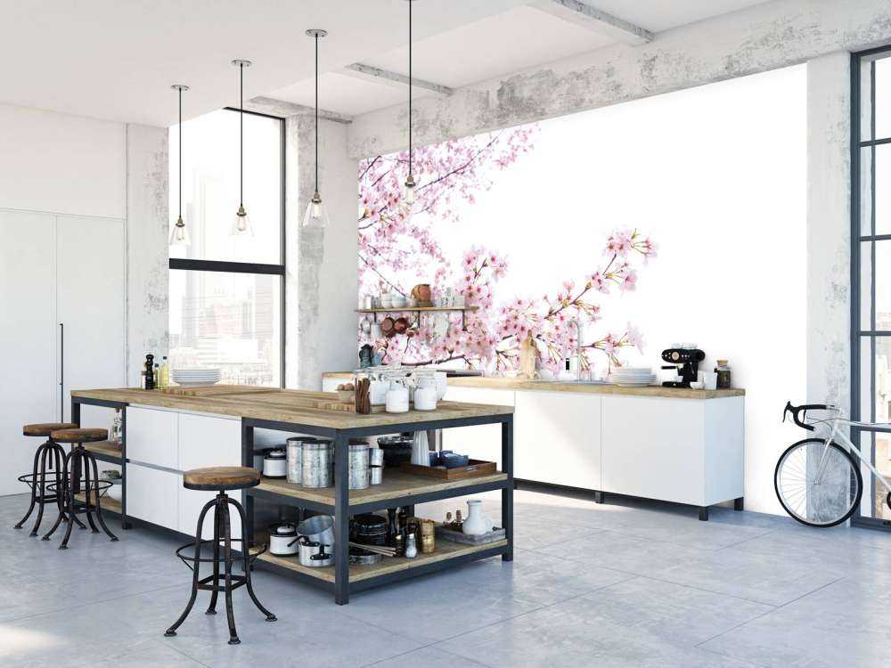 Pink blossom branches