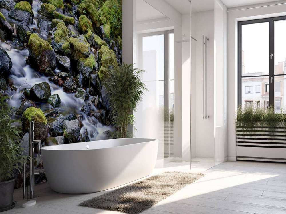 Running water with boulders