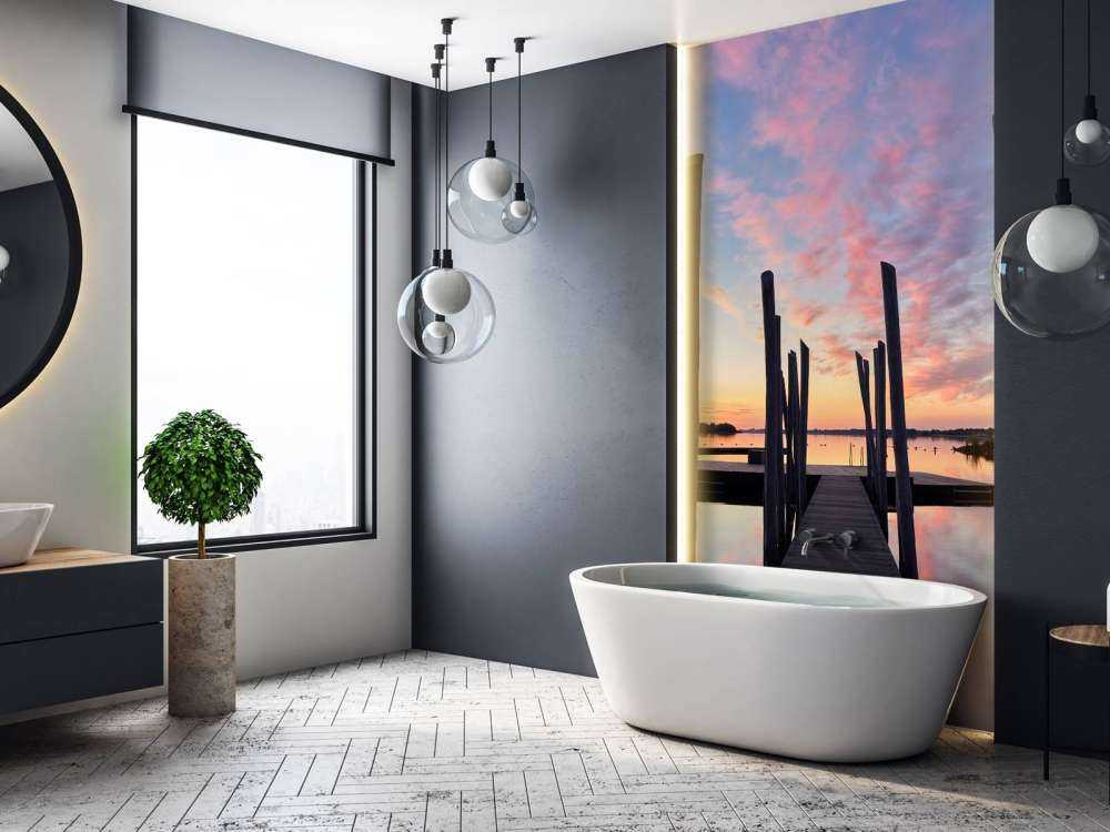 Sunrise at swimming dock