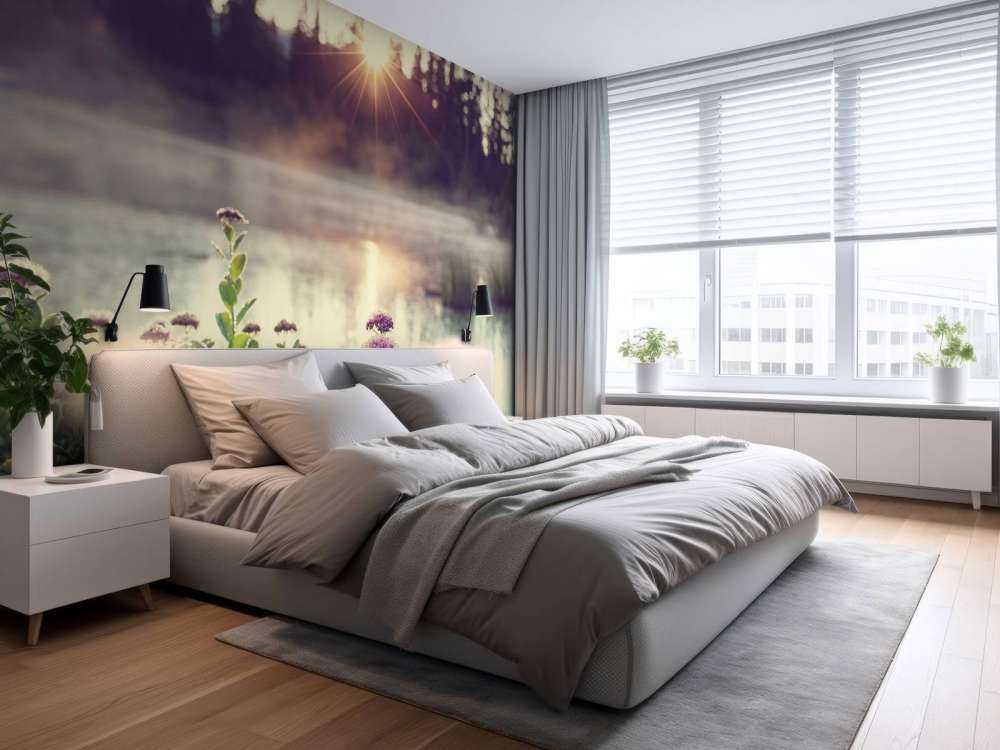 Evaporating lake with flowers