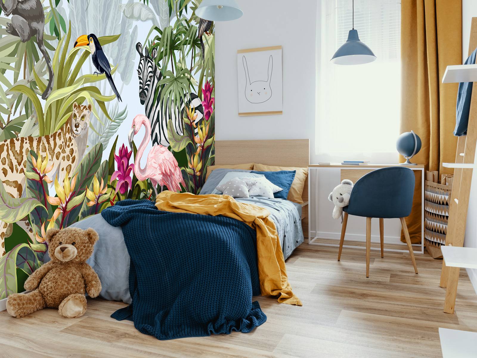 Colourful jungle with animals