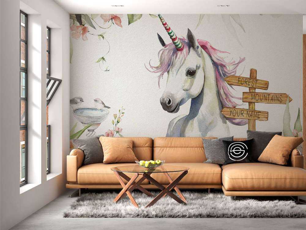 Baby unicorn with plants