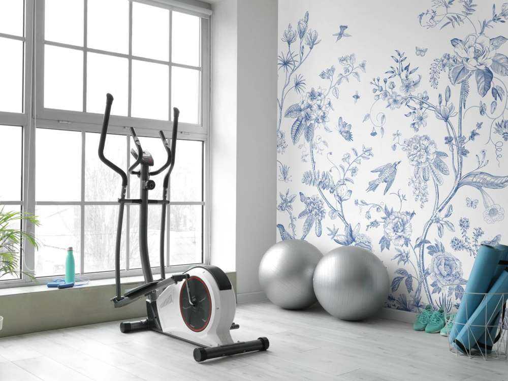 Floral illustration, blue and white