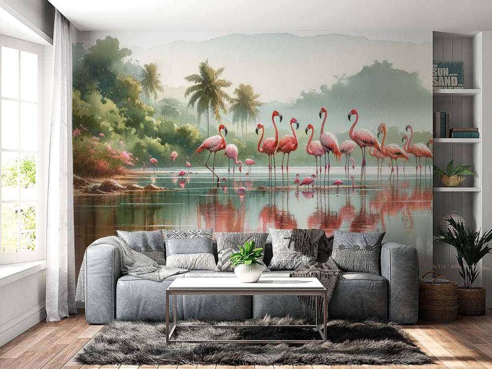 Morning Reflections of Flamingos