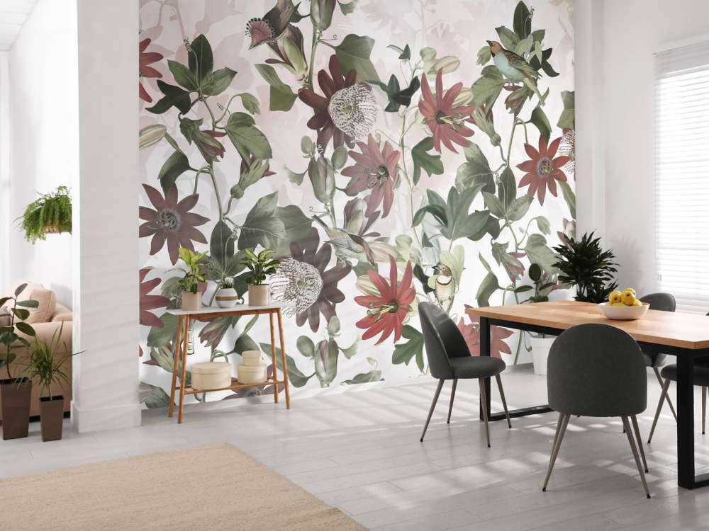 Seven Birds in Enchanted Foliage - Blush Garden