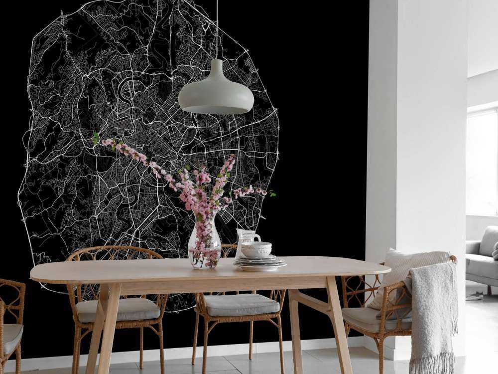 Plattegrond van Rome, zwart