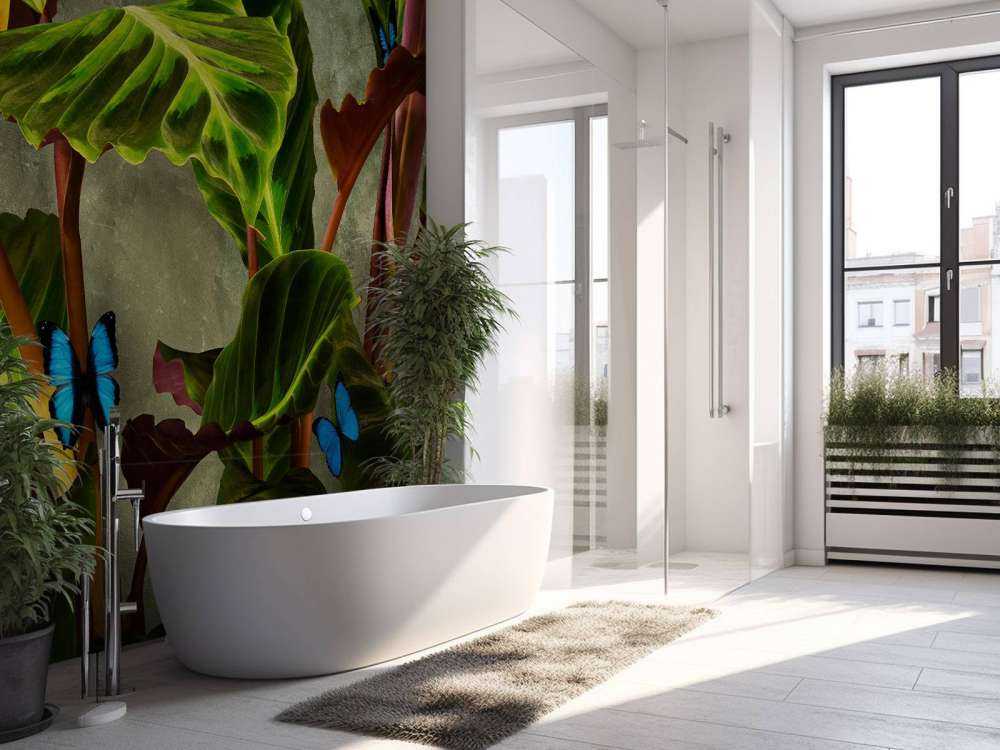 Green plant with butterflies