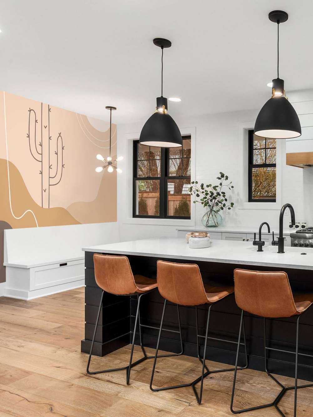 Abstracte cactussen en bergen