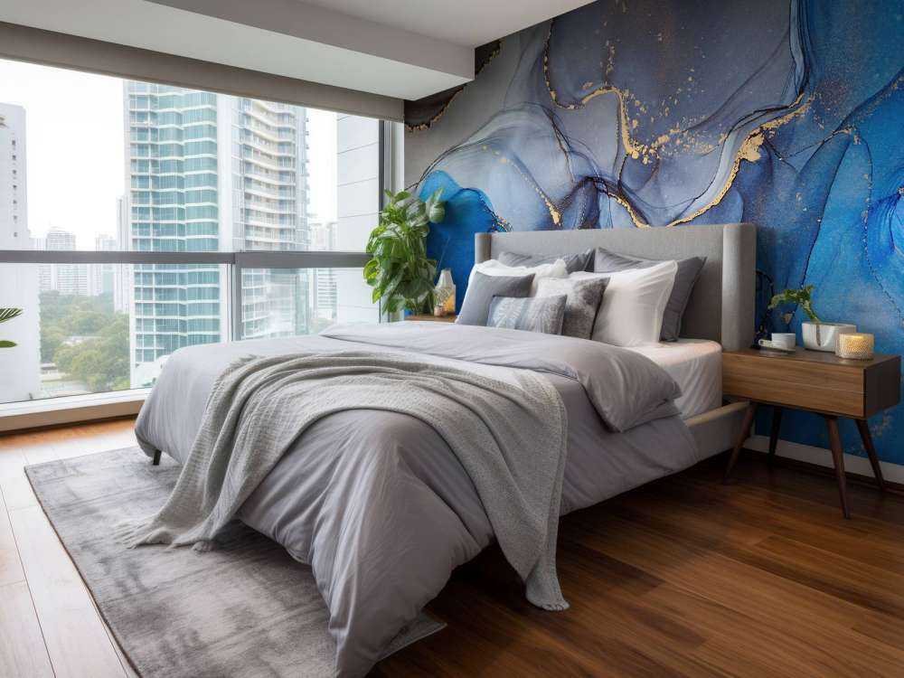 Abstract blauw en paars