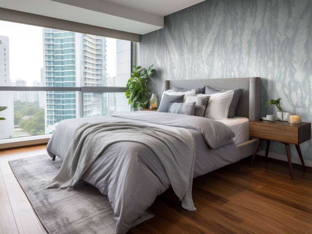 Wall of field grasses - mint green