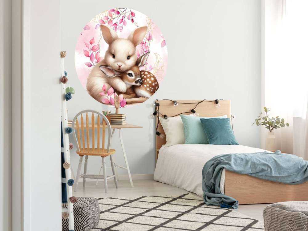 Loving rabbit and little deer