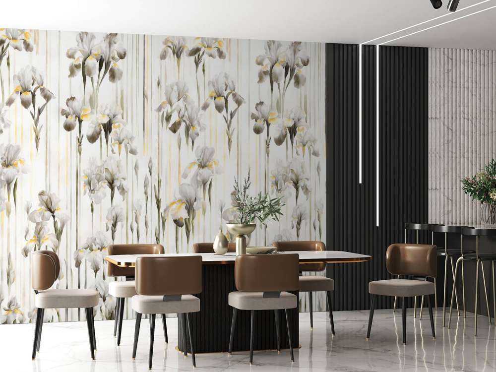 Irises and Stripes Seamless Sepia