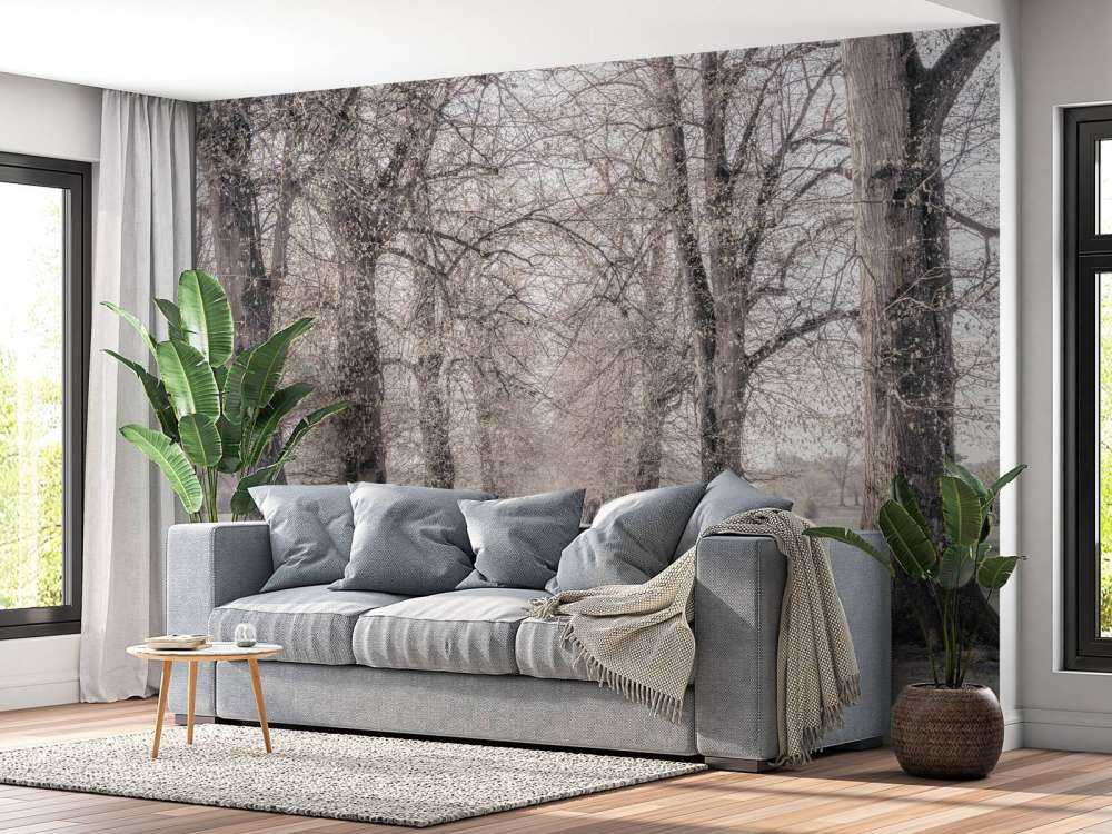 Tire tracks between the trees