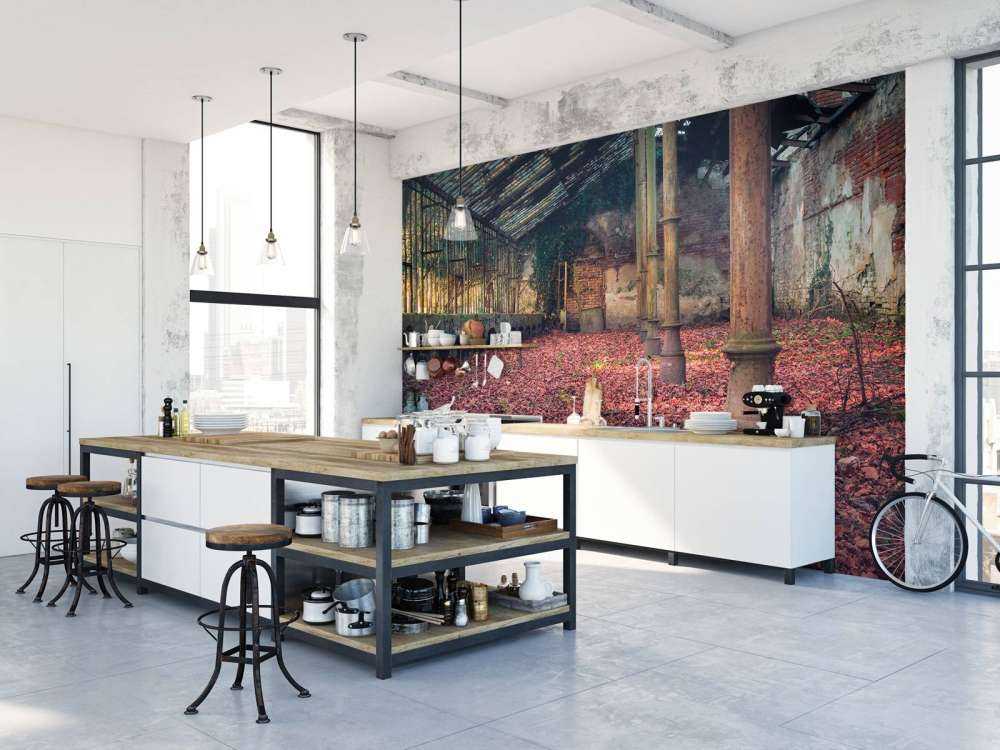 Abandoned house with leaves